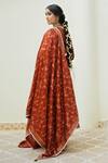 Shop_Safaa_Orange Vegan Silk Lining Shantoon Woven Floral Motifs The Meral Anarkali Set _at_Aza_Fashions