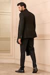 Shop_Tarun Tahiliani_Black Bandhgala  Alpha Crepe Plain Pre-attached Draped Scarf Set _at_Aza_Fashions