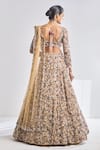 Seema Gujral_Gold Net Embroidered Jewel Sweetheart Neck Tone Bridal Lehenga Set  _Online_at_Aza_Fashions