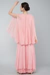 Keith Gomes_Pink Georgette Sequins Round Neck Embellished Cape Tunic And Palazzo Set _Online_at_Aza_Fashions