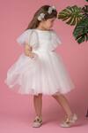 Shop_Darleen Kids Couture_White Net, Satin, Canvas Little Fluffy Dress _at_Aza_Fashions