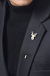 Shop_Cosa Nostraa_Gold Imperial Stag Lapel Pin_at_Aza_Fashions