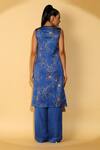 Shop_Madder Much_Blue 65% Cupro 35% Modal Floral Round Kate Colorblock Tunic And Pant Set_at_Aza_Fashions
