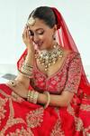 Pallavi Poddar Red Silk, Net Embroidery, Sequins Resham Bridal Lehenga Set Online at Aza Fashions Pallavi Poddar_Red Silk, Net Embroidery, Sequins Resham Bridal Lehenga Set _Online_at_Aza_Fashions