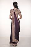 Shop_Soumodeep Dutta_Purple Handloom Silk Embroidered Embellished Border Pre-draped Saree With Blouse _at_Aza_Fashions