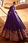 Shop_Mrunalini Rao_Purple Raw Silk Embroidered Zardozi Meena Lehenga And Cutwork Cape Set  _at_Aza_Fashions