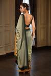Shop_Shilpi Gupta_Green Blouse Dupion And Saree Crepe Print & With  _at_Aza_Fashions