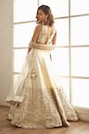 Shop_Studio Iris India_White Organza Embroidery Floral Leaf Neck Jasmine Bridal Lehenga Set _at_Aza_Fashions