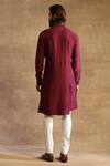 Shop_Raghavendra Rathore Jodhpur_Purple Silk Embroidered Geometric Pattern Asymmetric Kurta _at_Aza_Fashions