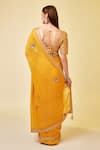 Shop_Shyam Narayan Prasad_Yellow Brocade Embroidery Zardozi Scallop Bordered Saree With Blouse  _at_Aza_Fashions