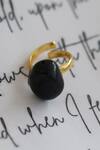 Shop_Do Taara_Black Stone Natural Embellished Ring_at_Aza_Fashions