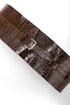 Shop_Trov_Brown Luca Croc Embossed Leather Belt _at_Aza_Fashions