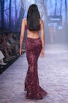 Shop_Nirmooha_Purple Crepe Embroidery Sequins Plunge V Cut-out Gown _at_Aza_Fashions