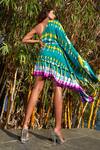 Babita Malkani_Green Georgette Embellished Tassel Asymmetric One Shoulder Abstract Dye Dress _Online_at_Aza_Fashions