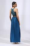 Shop_Neha Gursahani_Blue Satin Raw Silk Embroidery Zardozi Halter Top And Draped Skirt Set _at_Aza_Fashions
