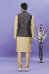 Shop_Arihant Rai Sinha_Beige Jacquard Banarasi Silk Floral Sleeveless Bundi _at_Aza_Fashions