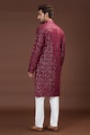 Shop_Kasbah_Maroon Silk, Cotton Embroidery Floral Kurta Set _at_Aza_Fashions