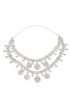 Shop_Auraa Trends_White Diamonds, Zari, Stones Zirconia Embellished Necklace Set _at_Aza_Fashions