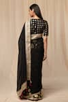 Shop_Masaba_Black Raw Silk Print Oasis And Embellished Border Saree _at_Aza_Fashions