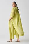 Shop_THREE_Green Mul Woven Striped Pattern Broad Pant _at_Aza_Fashions