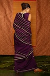 Shop_Deep Thee_Purple Silk Embroidery Floral Plunge V Varna Ada Line Saree With Blouse _at_Aza_Fashions