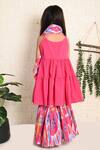 Shop_THE COTTON STAPLE_Pink Cotton Pom-poms, Tassels Rosette Tiered Kurta With Sharara _at_Aza_Fashions