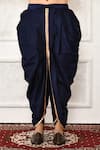 Shop_Arihant Rai Sinha_Blue Dupion Silk Solid Cowl Drape Pant _at_Aza_Fashions