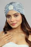 Buy_Hair Drama Co_Grey Sequins And Glass Beads Embellished Turban _at_Aza_Fashions