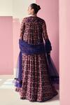 Shop Ridhi Mehra Blue Anarkali Chiffon Printed Floral V Saaja Pleated With Dupatta at Aza Fashions Shop_Ridhi Mehra_Blue Anarkali Chiffon Printed Floral V Saaja Pleated With Dupatta _at_Aza_Fashions
