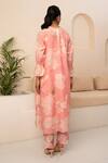 Shop_Arcvsh By Pallavi Singh_Pink Chanderi Embroidery Round Neck Flower Bouquet Print Kurta With Pant _at_Aza_Fashions