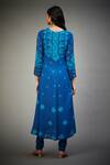 Shop_RI.Ritu Kumar_Blue Embroidered Floral/tropical Round Neck Floral Kurta Set_at_Aza_Fashions