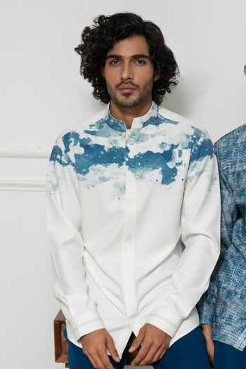 Shop_Varun Chakkilam_White Cotton Smog Patterns Reverie Shirt _at_Aza_Fashions