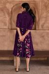 Shop_Taro_Purple Chanderi Silk Print Floral Mulberry Flower Shirt Dress  _at_Aza_Fashions