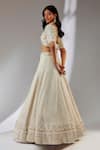 Neha Khullar_Ivory Organza Embroidery Cutdana Wide V Silk Bridal Lehenga Set _Online_at_Aza_Fashions