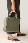 Shop_Tan & Loom_Green Textured Leather Pebble Grain Handbag _at_Aza_Fashions