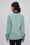 Shop_Shruti S_Green And Denim Shirt_at_Aza_Fashions