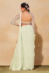 Shop_Diyarajvvir_Green Organza, Georgette Tiered Skirt Saree And Scallop Embroidered Blouse Set _at_Aza_Fashions