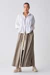 Shop_Three_White Poplin Open Neck Flowy Zip Up Top _at_Aza_Fashions
