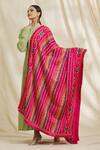 Shop Adara Khan Pink Satin Silk Geometric Phulkari Work Dupatta at Aza Fashions Shop_Adara Khan_Pink Satin Silk Geometric Phulkari Work Dupatta_at_Aza_Fashions