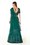 Shop_Rabani & Rakha_Green Net And Georgette Embroidery Adha Lehenga Saree With Blouse  _at_Aza_Fashions