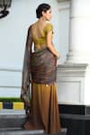 Shop_Shilpi Gupta_Yellow Blouse Viscose Dupion, Saree Pallu In Shimmer Pre-draped With_at_Aza_Fashions