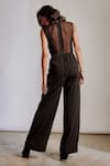 Shop_Pocket Stories_Black Microsuit Embroidery Sequin Round Wide Leg Jumpsuit  _at_Aza_Fashions