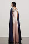 Shop_Akhl_Multi Color Textured Satin (90% Polyester 10% Elastane) + Silk Kaftan Dress _at_Aza_Fashions