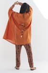 Shop_Nadima Saqib_Orange Tissue Embroidered Zardosi Round And Mirror Tunic _at_Aza_Fashions