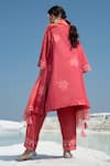 Shop_Seeaash_Pink Chanderi And Organza & Embroidery Floral V Kurta Set  _at_Aza_Fashions