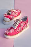 Around Always_Pink Carina Floral Bead Embroidered Sneakers _Online_at_Aza_Fashions
