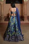 Shop Ruhr India Blue Organza, Silk, Lining Cotton Floral Print, Lehenga Set at Aza Fashions Shop_Ruhr India_Blue Organza, Silk, Lining Cotton Floral Print, Lehenga Set _at_Aza_Fashions