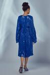 Shop_Style Junkiie_Blue Georgette Sequin And Mirror Work Surplice Neck Embroidered Kimono Dress_at_Aza_Fashions