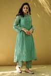 Shop_NAAZ BY NOOR_Green Cotton Heart Round Neck Kurta And Pant Set _at_Aza_Fashions