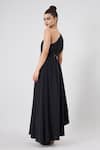 Shop Aakaar Black Muslin Beads, Crystals, Sequins One Shoulder Gown With Embellished Belt at Aza Fashions Shop_Aakaar_Black Muslin Beads, Crystals, Sequins One Shoulder Gown With Embellished Belt _at_Aza_Fashions